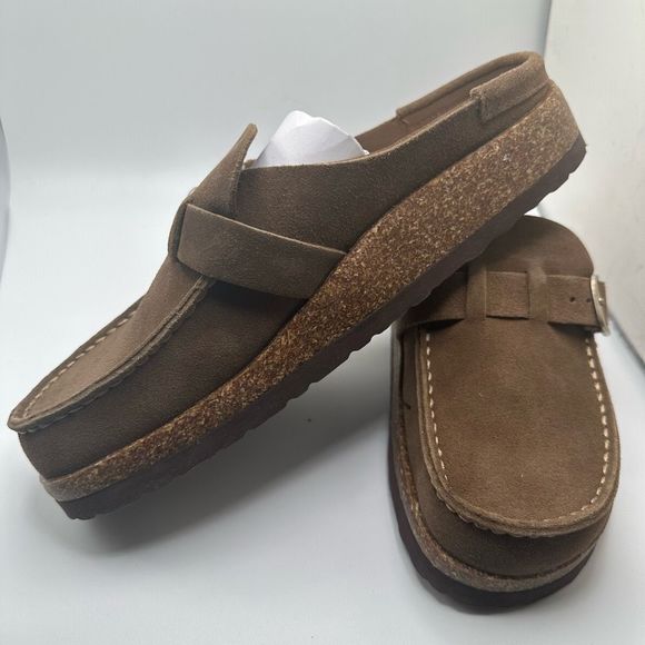 CUSHIONAIRE Women's Genuine Leather Cork Footbed Clog with +Comfort 9 WIDE BROWN - Picture 7 of 8